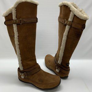 The North Face Brown Leather Tall Leather Faux Fur Insulated 200 gram Boots Sz 8